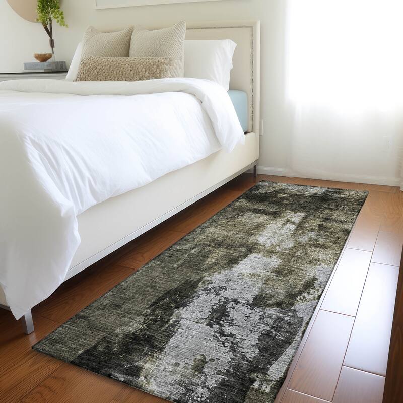 Machine Washable Indoor/ Outdoor Contemporary Chantille Rug - Charcoal - 2'3" x 7'6"