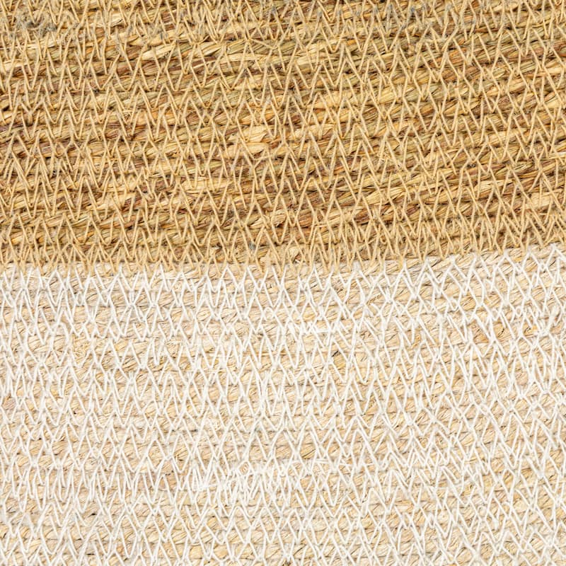 Seagrass Woven Baskets with Lid, Stripe, and Tassel, Set of 2 - 21.5"L x 21.5"W x 21.5"H
