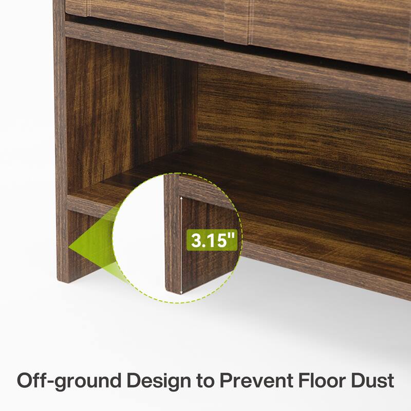 Industrial 2 Flip Drawers Shoe Cabinet with Storage Shelf for Entryway