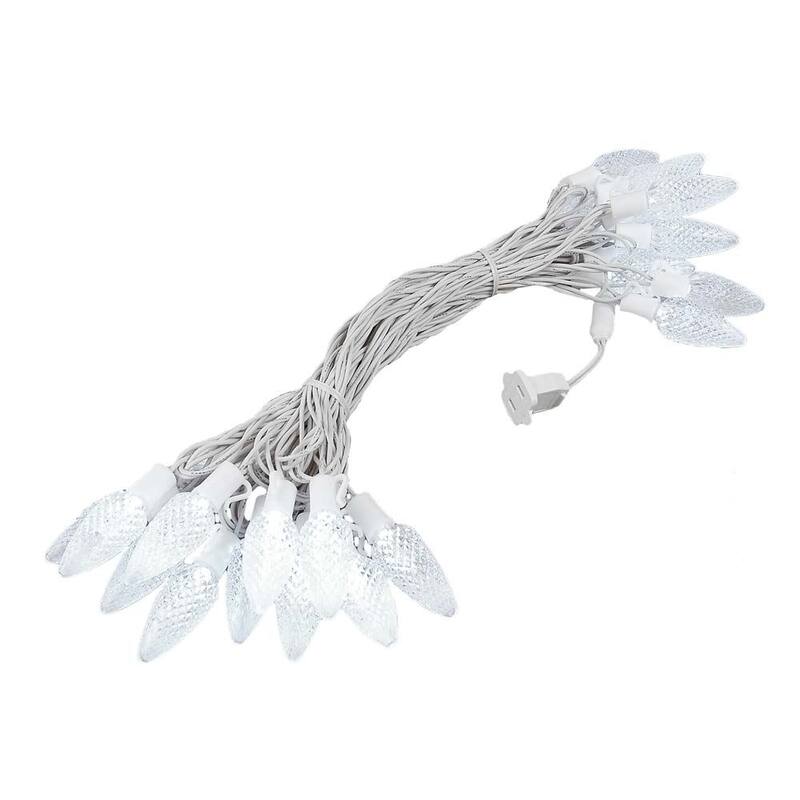 25 Foot C9 LED Outdoor Christmas String Light Set, White Wire - White