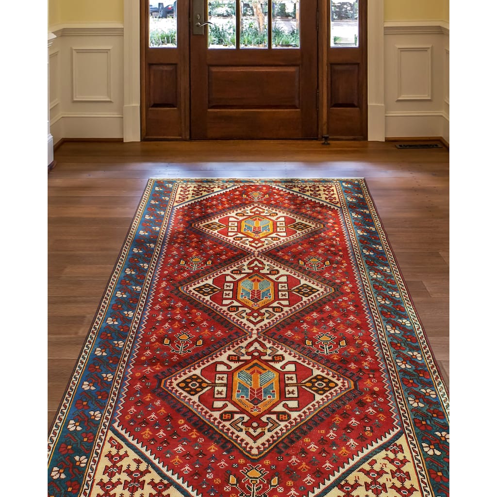 Fine Vintage Distressed Leann Red/Blue Runner - 5'1" x 9'10"