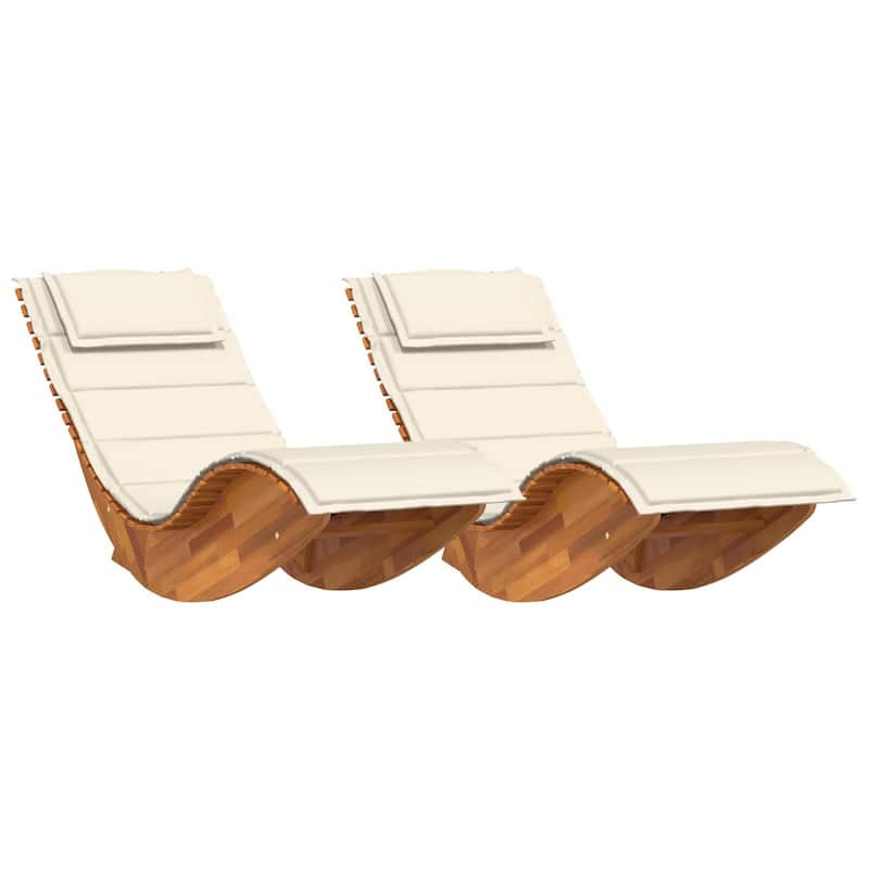 vidaXL Rocking Sun Loungers with Cushions 2 pcs Solid Wood Acacia - 23.6 x 60.6 x 29.1