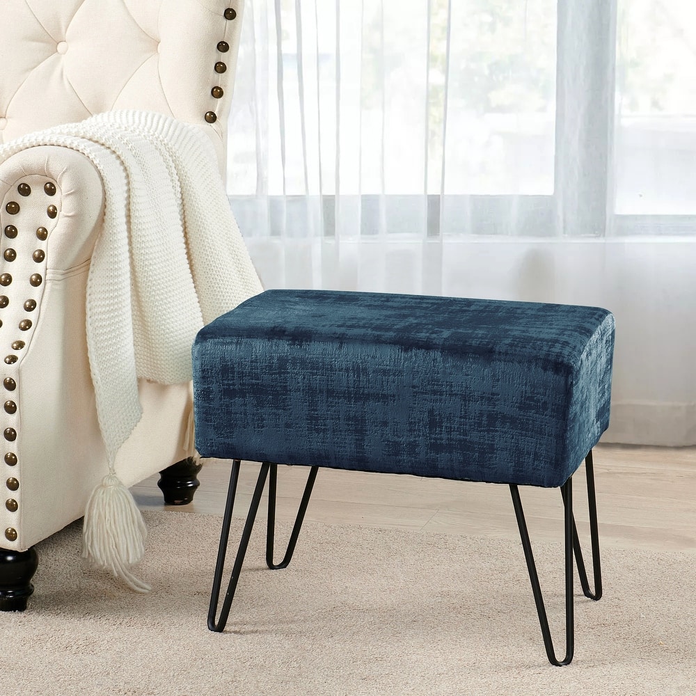 Textured Velvet Ottoman
