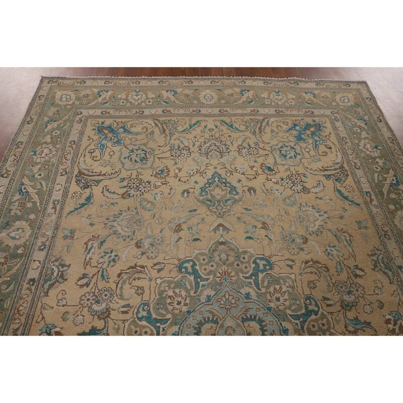 Distressed Tabriz Persian Vintage Area Rug Handmade Wool Carpet - 6'8"x 10'2"