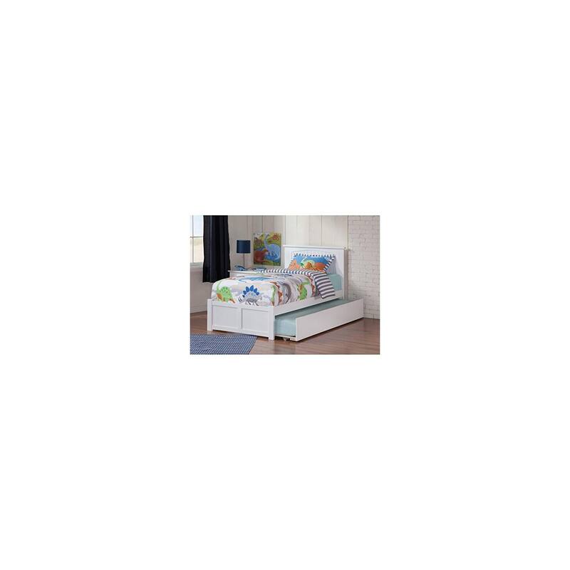 Vibes Twin XL Platform Bed with Trundle & Footboard - White, Mattress Ready