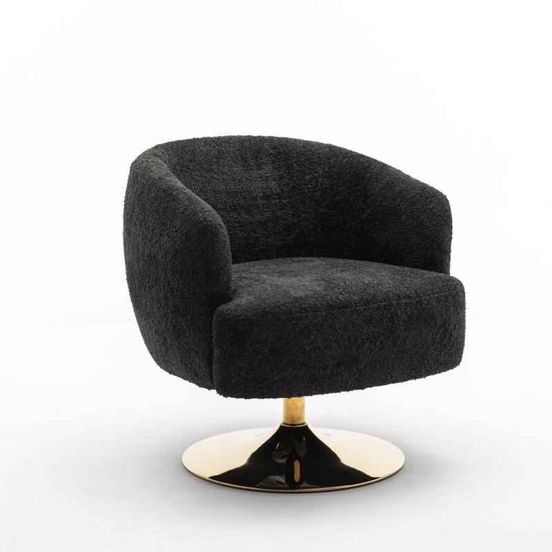 Accent Swivel Chair With Gold Metal Round Base