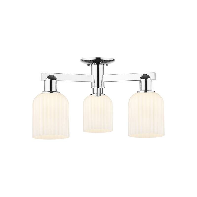 Innovations Lighting 716-3F-11-23 Bridal Veil Semi-Flush Bridal Veil 3 - Polished Chrome / Gloss White