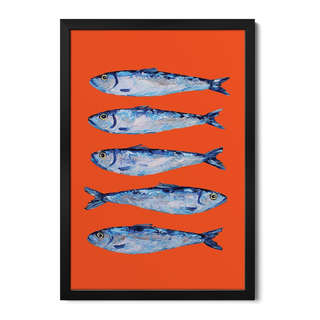 Sardines On Orange Premium Framed Poster by Alice Straker