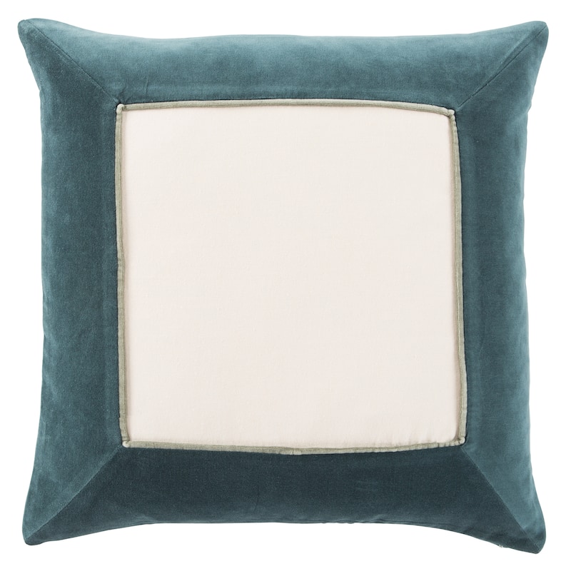 Carson Carrington Odelas Border Throw Pillow - 22"X22" Down Fill - Teal/Cream