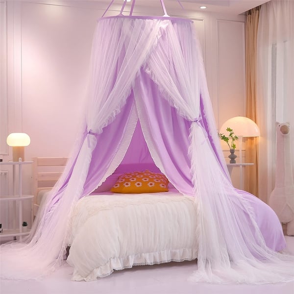 Auvent De Lit Double Couche Noir 40x106 - Dôme Rond Princesse Pour Fille