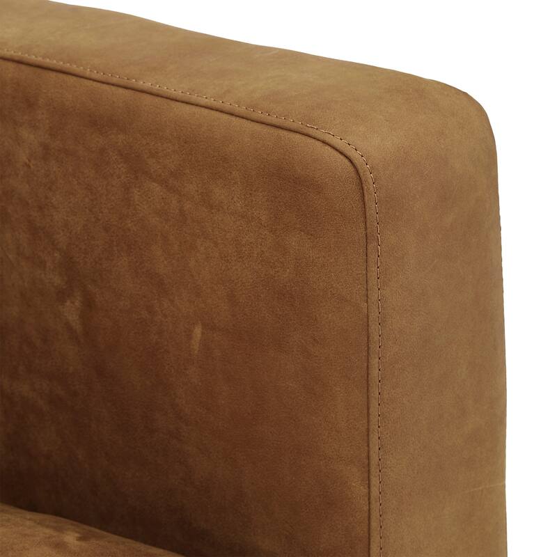 Landon Dark Oak and Tan All Leather Accent Chair by iNSPIRE Q Modern
