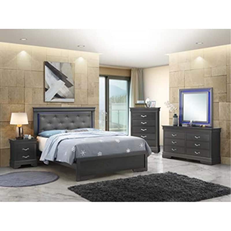 Metallic Black Full Bed with Transitional Design, Strong Frame and Sleek Finish for Stylish and Comfortable Bedrooms
