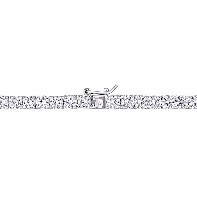 33ct TGW Created White Sapphire Classic Tennis Necklace in Sterling Silver by Miadora