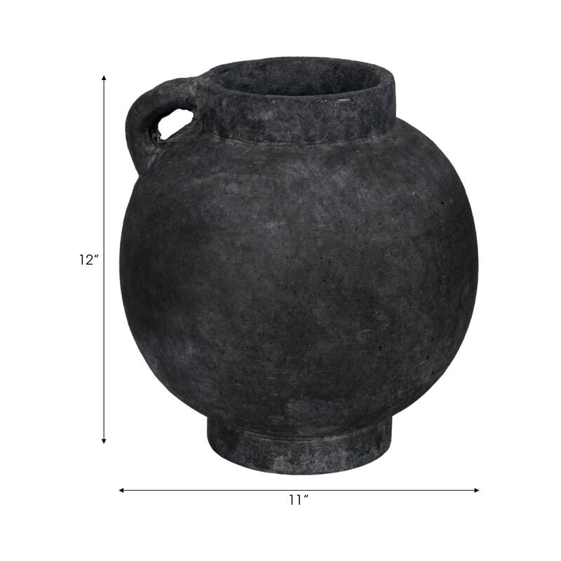 Handcrafted Terracotta Pottery Round Vase Modern Visual Interest
