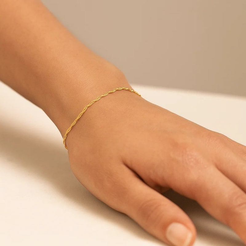 MayaMila 10k Yellow Gold Singapore Bracelet 1.5mm
