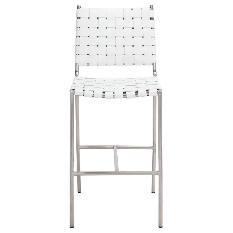 SAFAVIEH Tapati Woven Counter Stool - 20" W x 22" D x 40" H - 18Wx22Dx40H - White/Silver