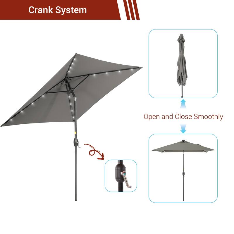 LIVOOSUN 6.5×6.5FT LED Square Patio Umbrella with UPF50+, Tilt Function, and Wind-Resistant Design——Experience Outdoor Comfort