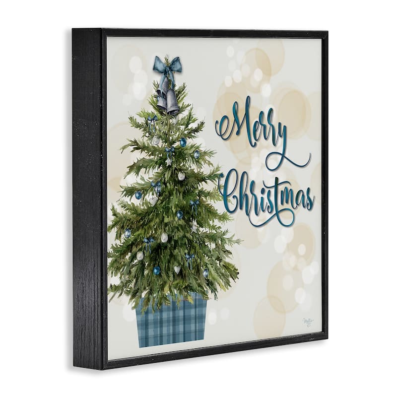 Stupell Christmas Tree in Plaid Stand Framed Giclee Art Design By Mollie B.