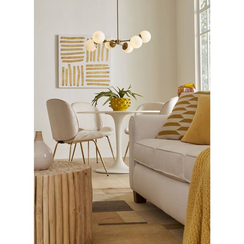 Haas Collection Six-Light Brushed Bronze Mid-Century Modern Chandelier - 33.5 in x 33.5 in x 12.5 in
