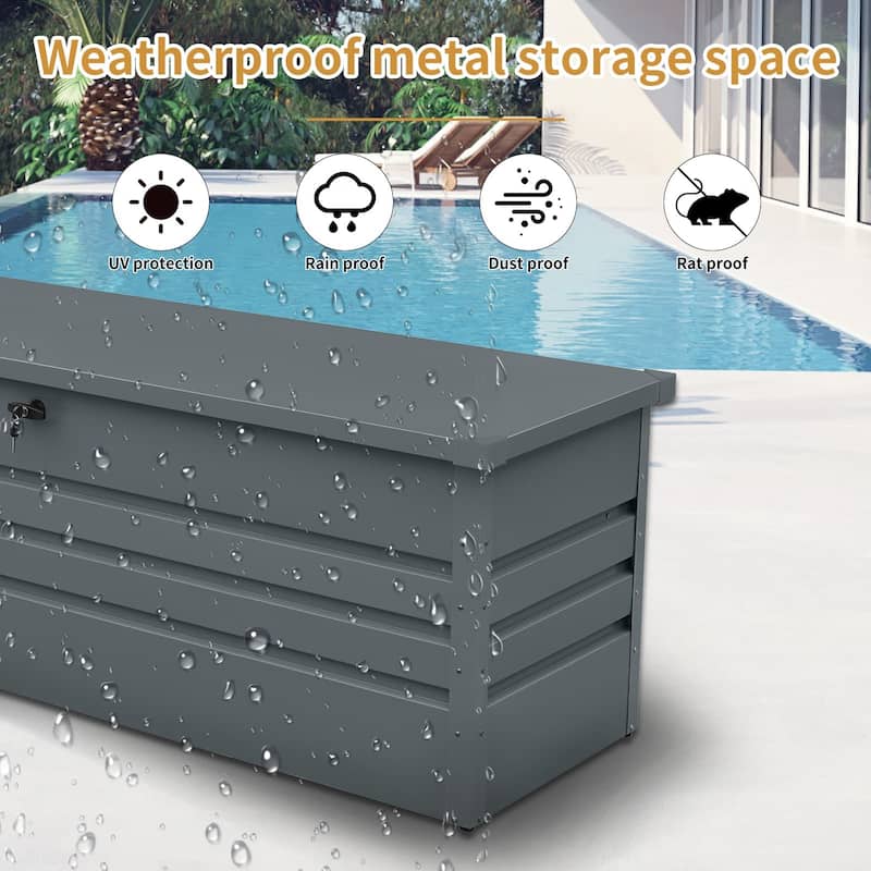 260 Gallon Outdoor Metal Waterproof Storage Deck Box with Lockable - 260-Gallon