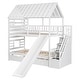 preview thumbnail 21 of 29, House-shaped Roof Frame Bed Window Design House Bunk Bed Twin over Twin with Trundle Bed, Slide and Storage Staircase