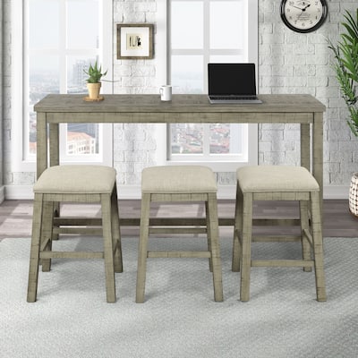 4 Pieces Counter Height Table with Fabric Padded Stools