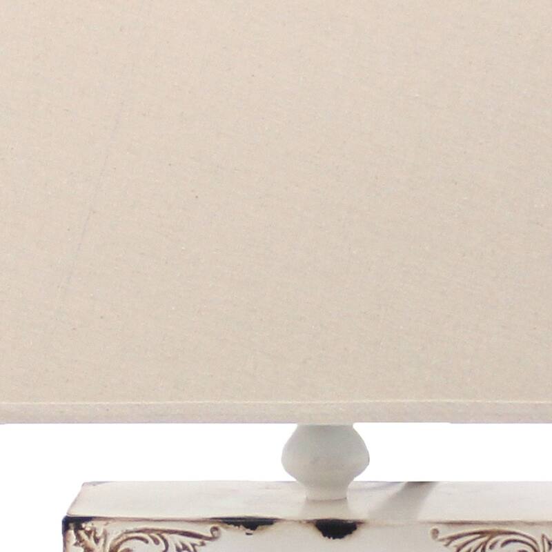 22" Metal Table Lamp with Beige Rectangular Shade and Traditional Design for Living Room or Bedroom - 22”H x 7”W x 7”D