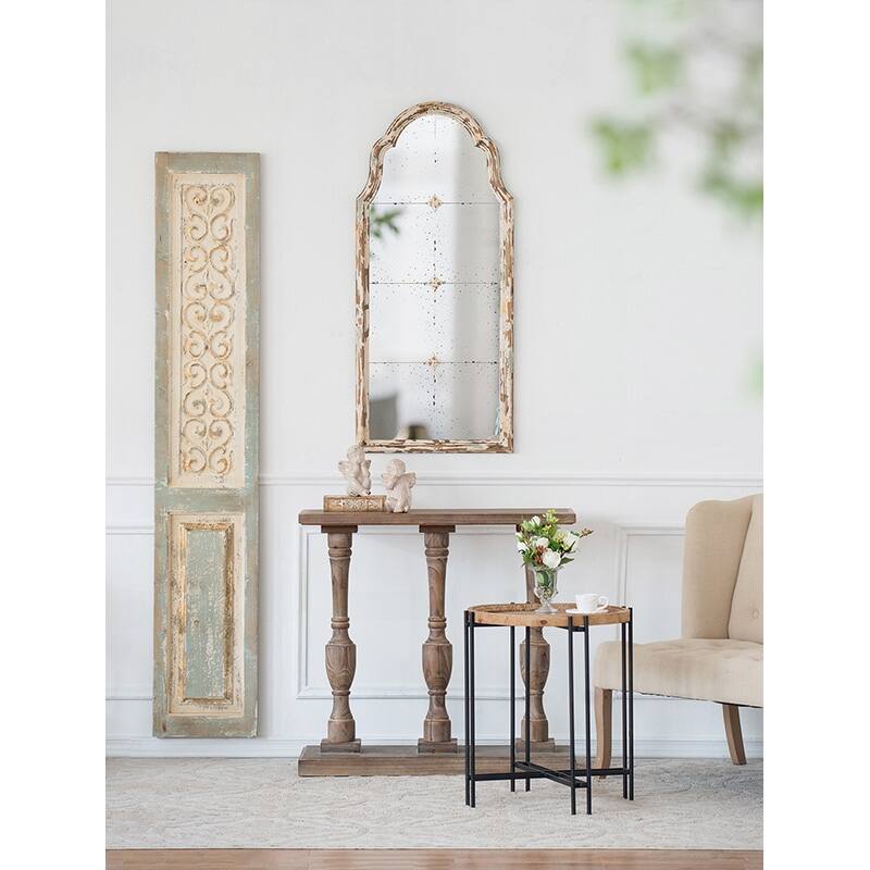 22" x 48" Large Cream & Gold Framed Wall Mirror