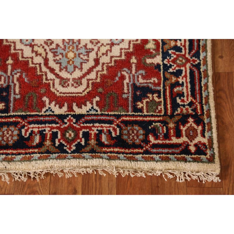 Ivory Heriz Serapi Indian Runner Rug Handmade Wool Carpet - 2'6" x 8'0"