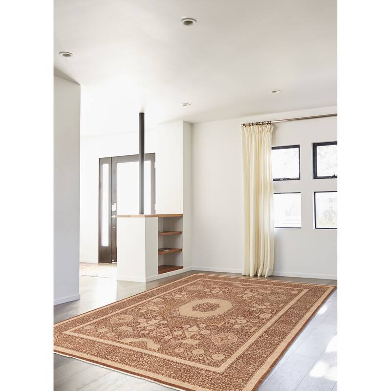 ECARPETGALLERY Hand-knotted Mamluk Dark Brown Wool Rug - 9'1 x 12'2