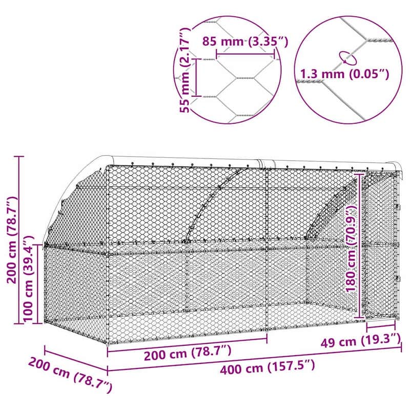 vidaXL Dog Kennel 2 pcs Silver Steel