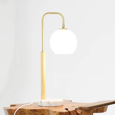 Catherine Modern Globe Table Lamp with Marble Base and Brass Finish