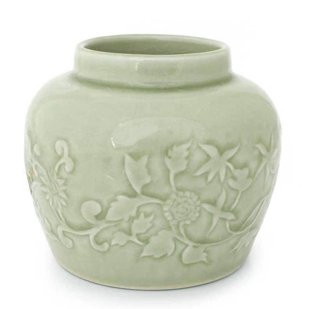 Handmade Breath of Spring Celadon Ceramic Vase (Thailand)