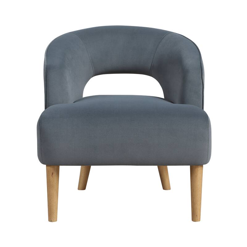 Elise 26" Velvet Accent Chair - Light Walnut Finish Solid Wood Legs