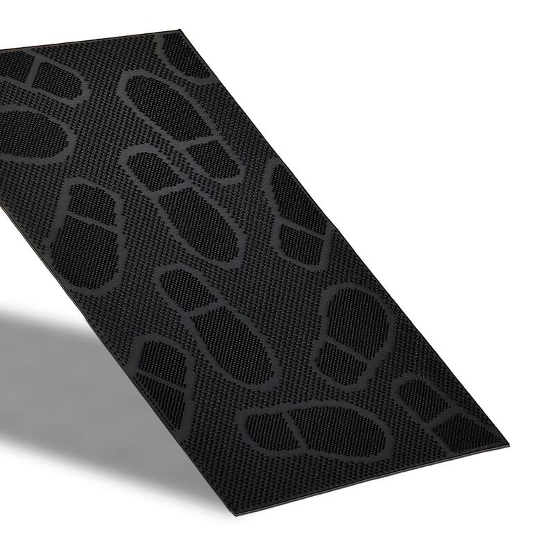 Outdoor Front Door Mat 30x18 Rubber Shoeprint - 18 W x 30 L x 1/8 H