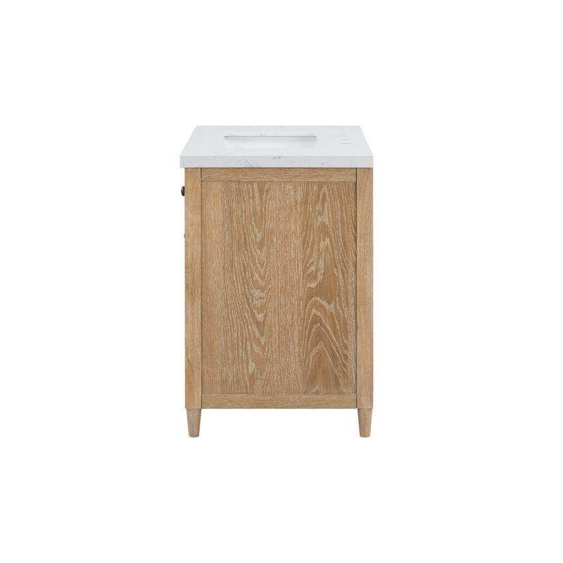 31" Cane Paneled Bathroom Vanity with Engineered Stone Top - 31 L x 22 D x 34 H