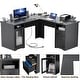 preview thumbnail 8 of 70, Modern Farmhouse L-Shape Desk with File Cabinet and Drawers, Homer Office Executive Desk with Charge Station