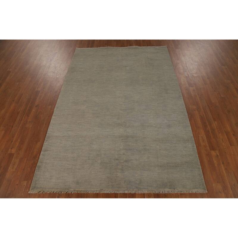 Gabbeh Modern Area Rug Handmade Green Oriental Wool Carpet - 5'7" x 8'0"