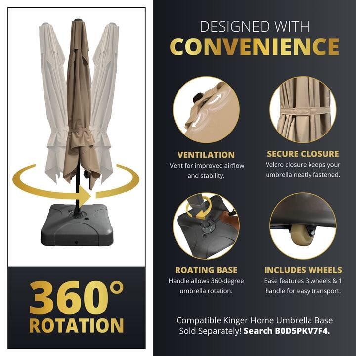 Kinger Home 10 ft Cantilever Patio Umbrella Windproof Design