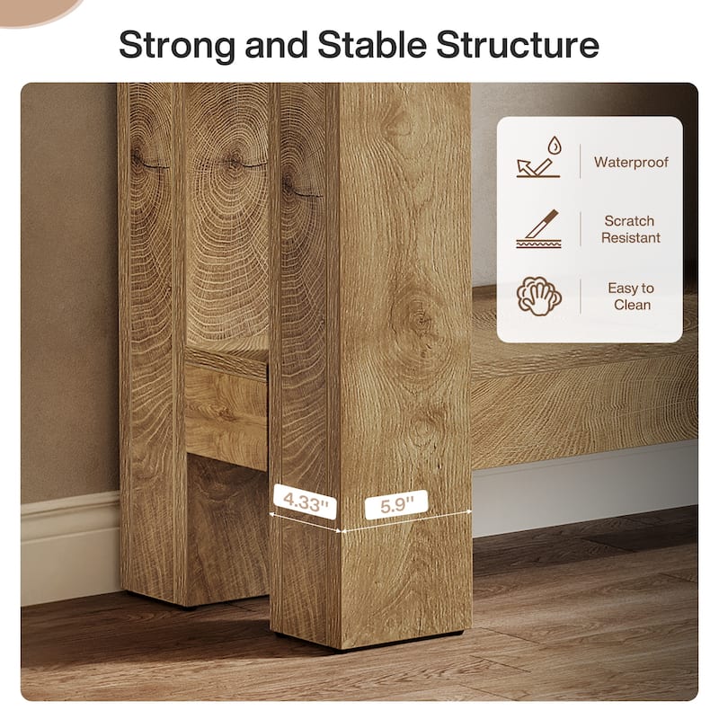 2-Tier Wooden Console Table with 2 Drawers for Entrance - /