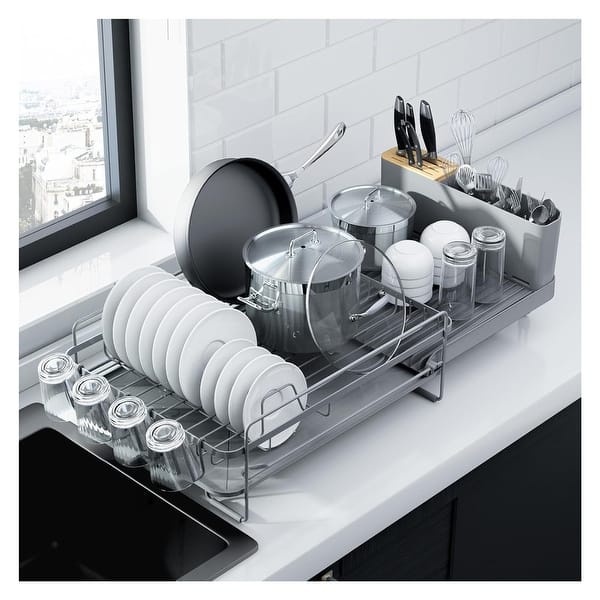 slide 2 of 26, Large Dish Drying Rack - Extendable Dish Rack Gray