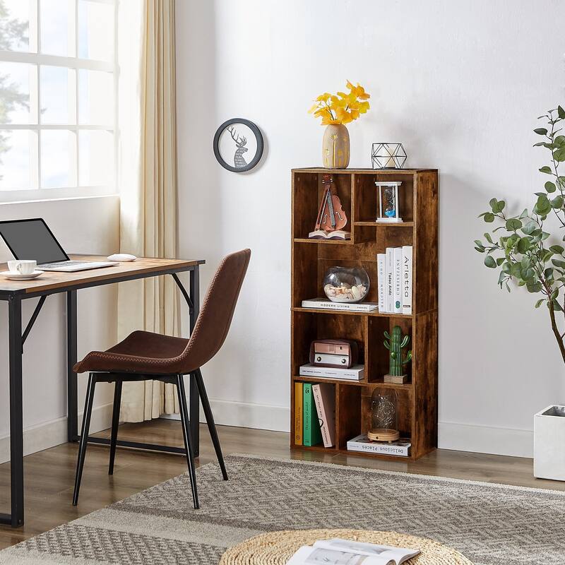 Javlergo 4-Tier Bookcase with Storage Shelves, Modern Home Office Bookshelf, Vertical or Horizontal