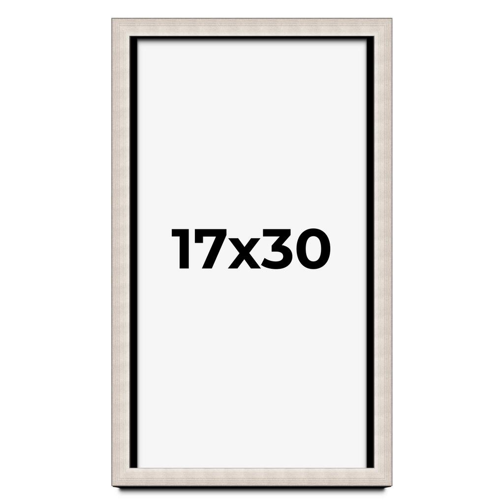 17x30 Shadow Box Frame Silver Real Wood Contemporary Shadowbox Display Frame UV Acrylic Front Acid Free Backing and Hardware