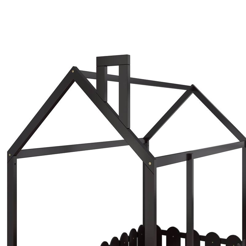 Twin Pinewood Playhouse Bed Frame with Roof
