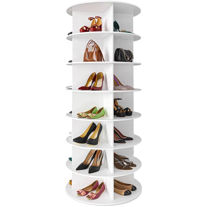 7 Tier Rotating Shoe Rack Tower, Spinning Shoe Display, Vertical Handbag Rotate Shoes Closet Organization