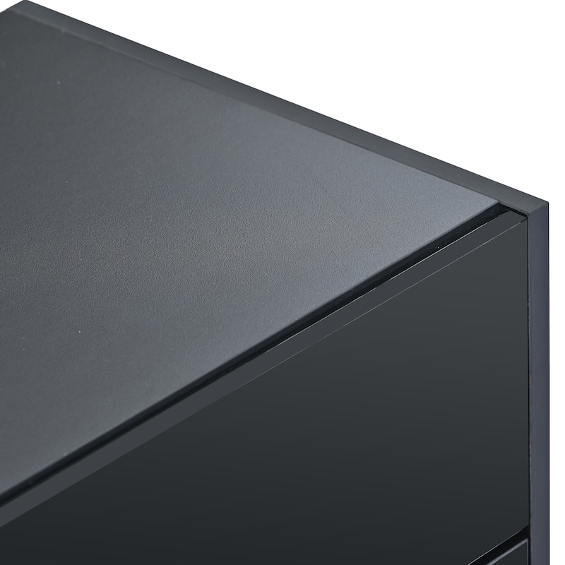 74.8" TV Stand with High Gloss UV Surface, 2 Small Drawers and 3 Big Cabinets for TVs Up to 80"
