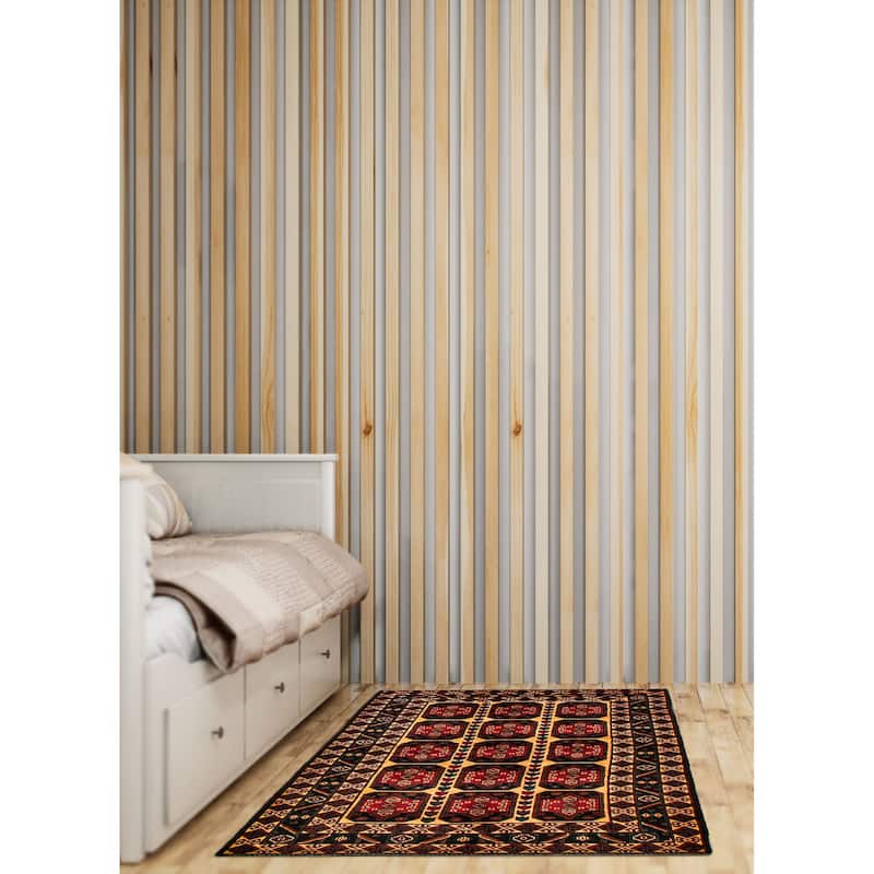 Teimani Beige, Red Rug 4'3" x 6'7" - 4'3 x 6'7
