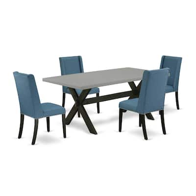 Modern 5-Piece Kitchen Dinette Set - Dining Table with 4 Parson Chairs - 72