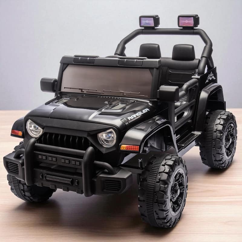 12V Kids Ride-On Car with Remote Control, Dual Drive, Bluetooth, MP3, Four-Wheel Suspension, Headlights for Ages 2-4 - Black