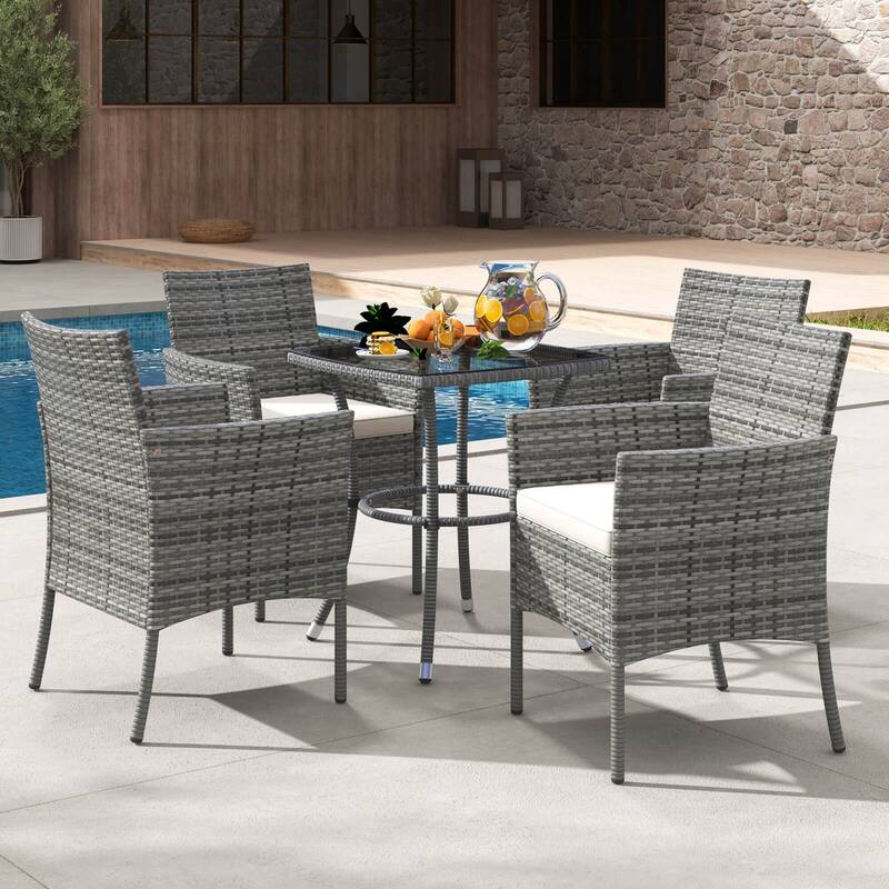 Costway Set of 2 Patio Rattan Arm Dining Chair Cushioned Sofa - See Details